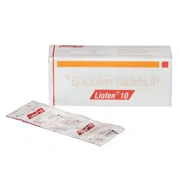 Liofen 10 Mg Box/Carton + Blister Pack showing the Front face.