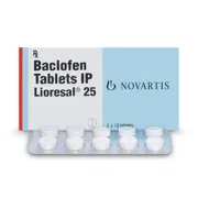 Lioresal 25 Tablet Box/Carton + Blister Pack showing the Front face.