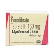 Lipicard 160 Mg Box/Carton showing the Front face.
