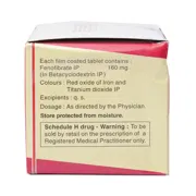 Lipicard 160 Mg Box/Carton showing the Back face.