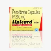 Lipicard 200 Mg Capsule Box/Carton showing the Front face.