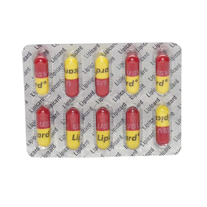 Lipicard 200 Mg Blister Pack showing the Front face.