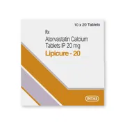 Lipicure 20 Tablet Box/Carton showing the Front face.
