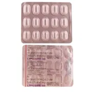 Lipicure 40 Tablet Blister Pack showing the Front and Back face.