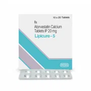 Lipicure 5 Tablet Box/Carton + Blister Pack showing the Front face.