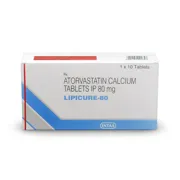 Lipicure 80 Tablet Box/Carton showing the Front face.