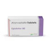 Lipidator 80 Mg Tablet Box/Carton showing the Front face.