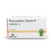 Lipirose 5 Tablet Box/Carton showing the Front face.