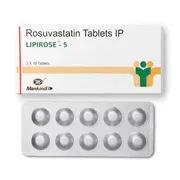 Lipirose 5 Tablet Box/Carton + Blister Pack showing the Front face.