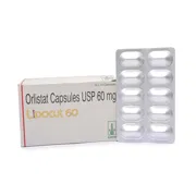 Lipocut 60 Mg Box/Carton + Blister Pack showing the Front face.
