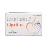 Lipril 10 Mg Box/Carton showing the Front face.
