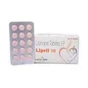 Lipril 10 Mg Box/Carton + Blister Pack showing the Front face.