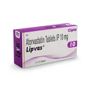 Lipvas 10 Mg Tablet Box/Carton showing the Front face.