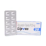 Lipvas 20 Mg Box/Carton + Blister Pack showing the Front face.