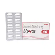 Lipvas 40 Mg Box/Carton + Blister Pack showing the Front face.