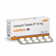 Lispro 10 Mg Tablet Box/Carton + Blister Pack showing the Front face.