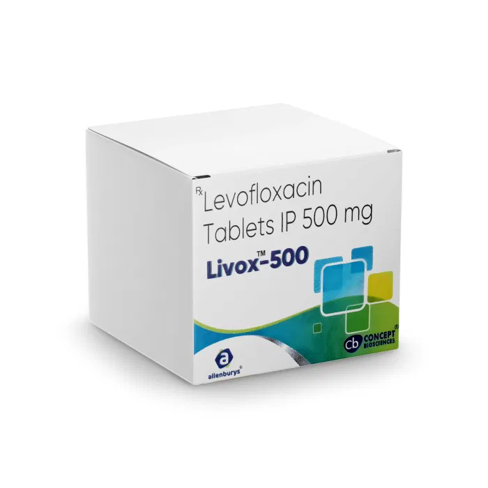 Livox 500 Mg Tablet Box/Carton showing the Front face.