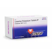 Losacar 50 Tablet Box/Carton showing the Front face.