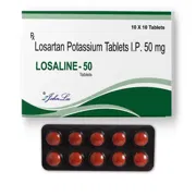 Losaline 50 Mg Tablet Box/Carton + Blister Pack showing the Front face.