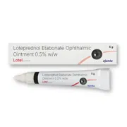 Lotel Eye Ointment 5 gm Box/Carton + Tube showing the Front face.