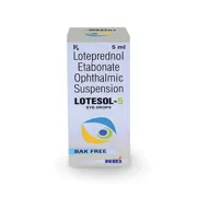 Lotesol 5 Eye Drop Box/Carton showing the Front face.