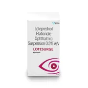 Lotesurge Ophthalmic Suspension Box/Carton showing the Front face.