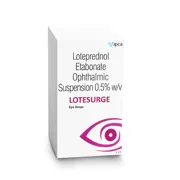 Lotesurge Ophthalmic Suspension Box/Carton showing the Front face.