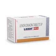 Loxof 500 mg Tablet Box/Carton + Blister Pack showing the Front face.