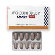 Loxof 500 mg Tablet Box/Carton + Blister Pack showing the Front face.