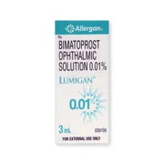 Lumigan 3 ml (0.01%) Box/Carton showing the Front face.