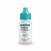 Lumigan 3 ml (0.01%) Eye Drops Bottle showing the Front face.