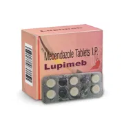 Lupimeb 100 Mg Tablet Box/Carton + Blister Pack showing the Front face.