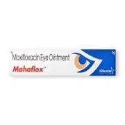 Mahaflox 5 gm Tube showing the Front face.