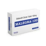 Malegra 100 Mg Box/Carton showing the Front face.
