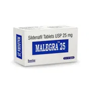 Malegra 25 Mg Box/Carton showing the Front face.