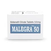 Malegra 50 Mg Box/Carton showing the Front face.