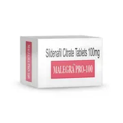 Malegra Pro 100 mg Tablet Box/Carton showing the Front face.