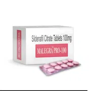 Malegra Pro 100 mg Tablet Box/Carton + Blister Pack showing the Front face.