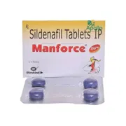 Manforce 100 Mg Box/Carton + Blister Pack showing the Front face.