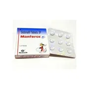 Manforce 50 Mg Box/Carton + Blister Pack showing the Front face.