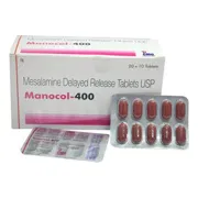 Manocol 400 Tablet DR Box/Carton + Blister Pack showing the Front face.