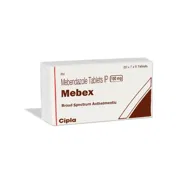Mebex 100 Mg Box/Carton showing the Front face.