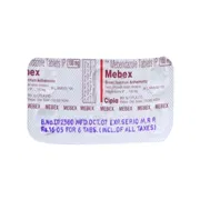 Mebex 100 Mg Blister Pack showing the Back face.