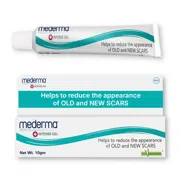 Mederma Intense Gel 10 gm Tube + Box/Carton showing the Front face.