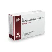Medrol 16 Mg Tablet Box/Carton + Blister Pack showing the Front face.