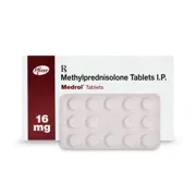 Medrol 16 Mg Tablet Box/Carton + Blister Pack showing the Front face.