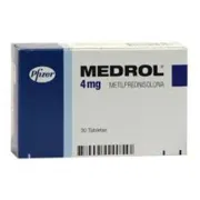 Medrol 4 Mg Tablet Box/Carton showing the Front face.