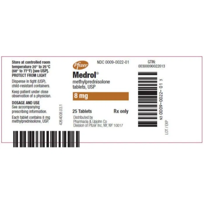 Medrol 8 mg Tablet pack