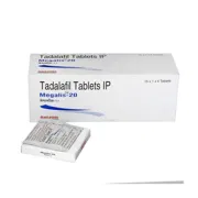 Megalis 20 Mg Box/Carton + Blister Pack showing the Front face.