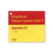 Megamentin 375 Mg Tablet Box/Carton showing the Front face.